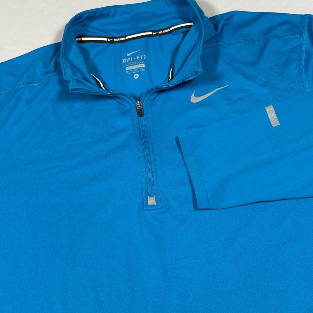 Nike Pullover Mens XL Dri-FIT Running Blue 1/4 Zip Long Sleeve Athletic Top